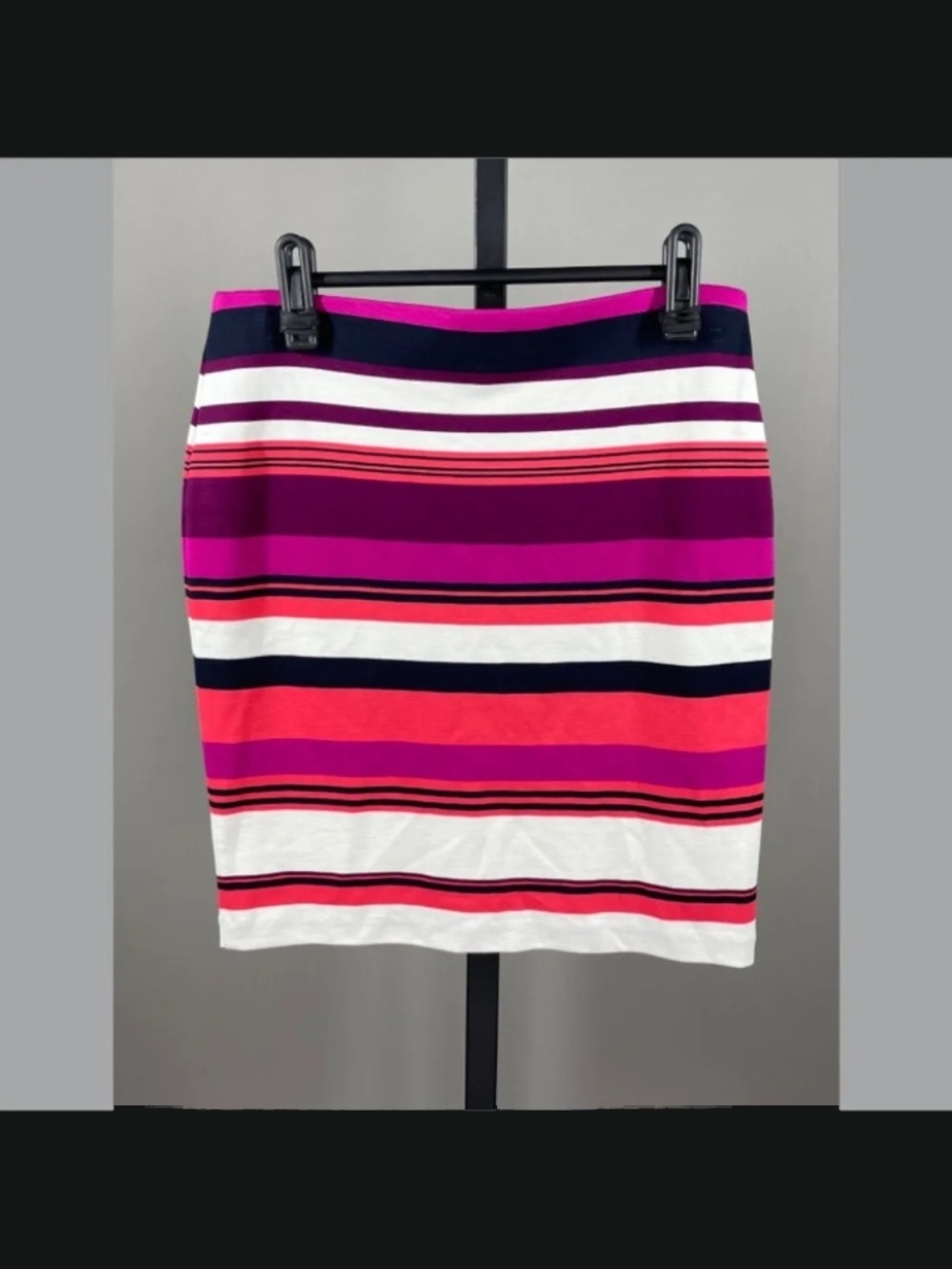 NEW Ann Taylor Skirt Womens 2 petite purple pink stripe pencil preppy classic - Picture 5 of 7
